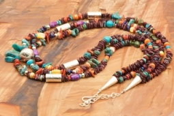 Day 5 Deal - 3 Strand 29" long Santo Domingo Genuine Gemstones Treasure Necklace